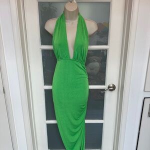 Elegant Green Halter Dress